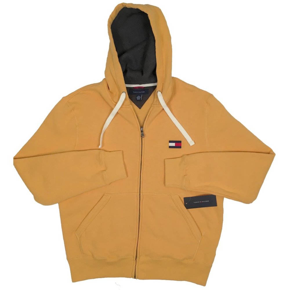 NEW Vintage Tommy Hilfiger Hoodie Sweatshirt! Yellow Big Tommy Flag Heavier